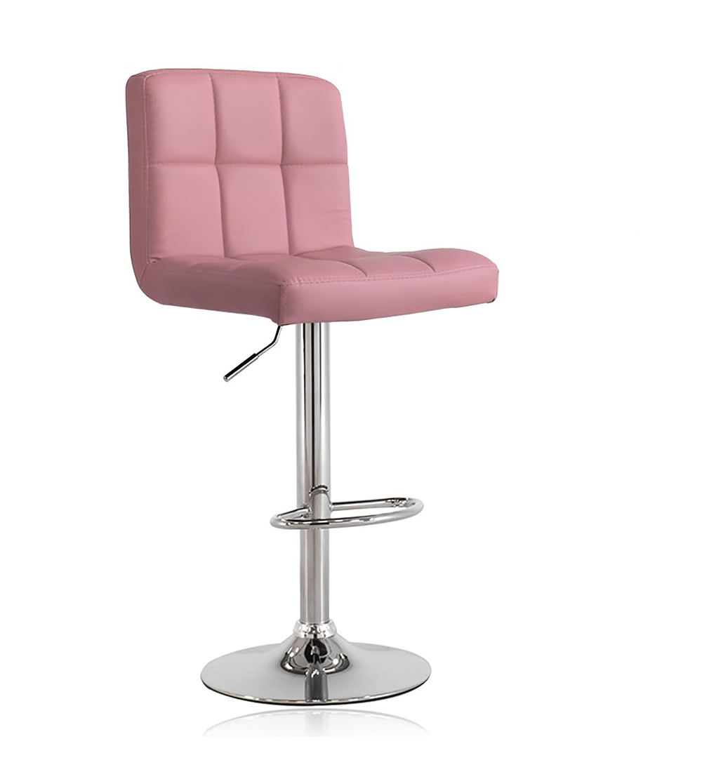 TABURETE CUADRICULADO FELPA BASE PLATEADA