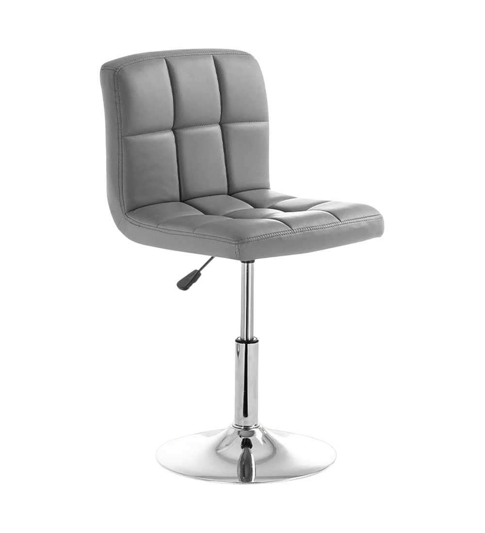 TABURETE CUADRICULADO FELPA BASE PLATEADA