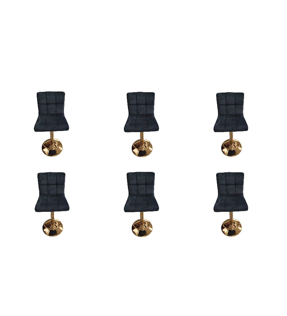 TABURETE CUADRICULADO FELPA BASE DORADA 