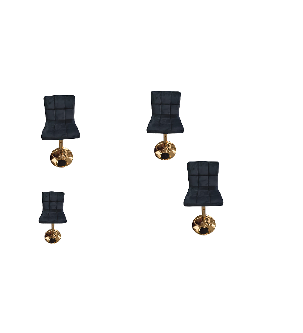 TABURETE CUADRICULADO FELPA BASE DORADA 