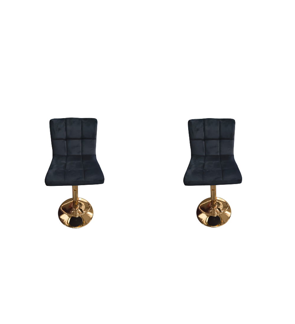 TABURETE CUADRICULADO FELPA BASE DORADA 