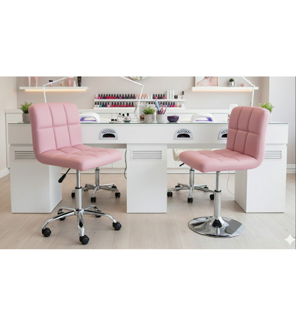 TABURETE CUADRICULADO FELPA BASE PLATEADA