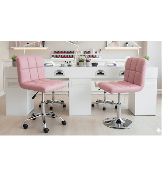 TABURETE CUADRICULADO FELPA BASE PLATEADA