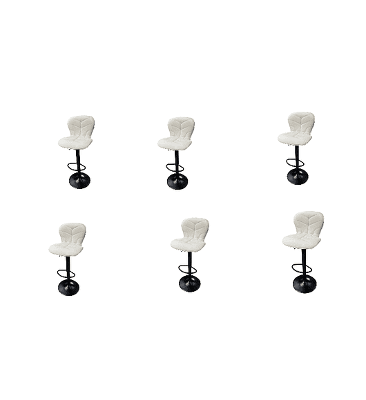 TABURETE PISO ECO CUERO ALTURA REGULABLE - PACK 6 BLANCO