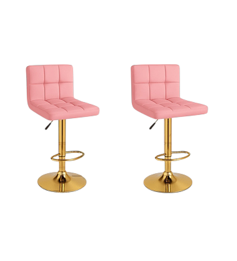 TABURETE CUADRICULADO FELPA BASE DORADA 