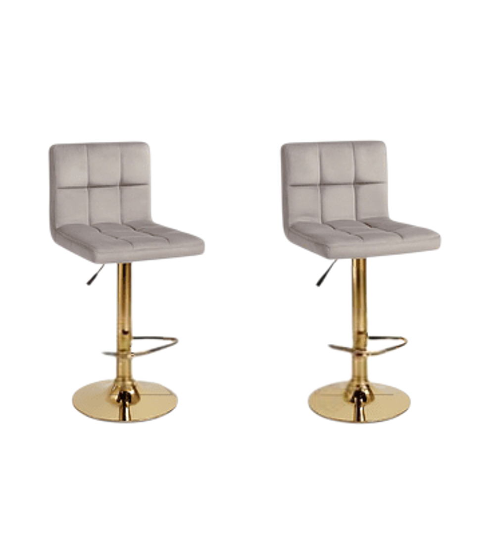 TABURETE CUADRICULADO FELPA BASE DORADA 