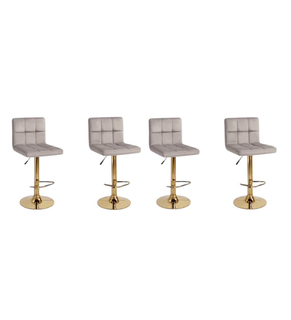 TABURETE CUADRICULADO FELPA BASE DORADA 