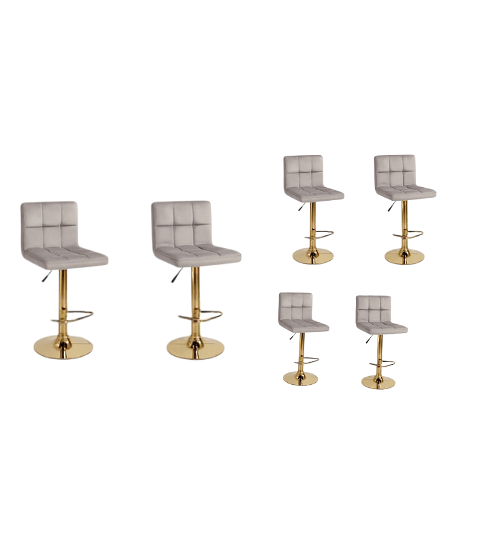 TABURETE CUADRICULADO FELPA BASE DORADA 