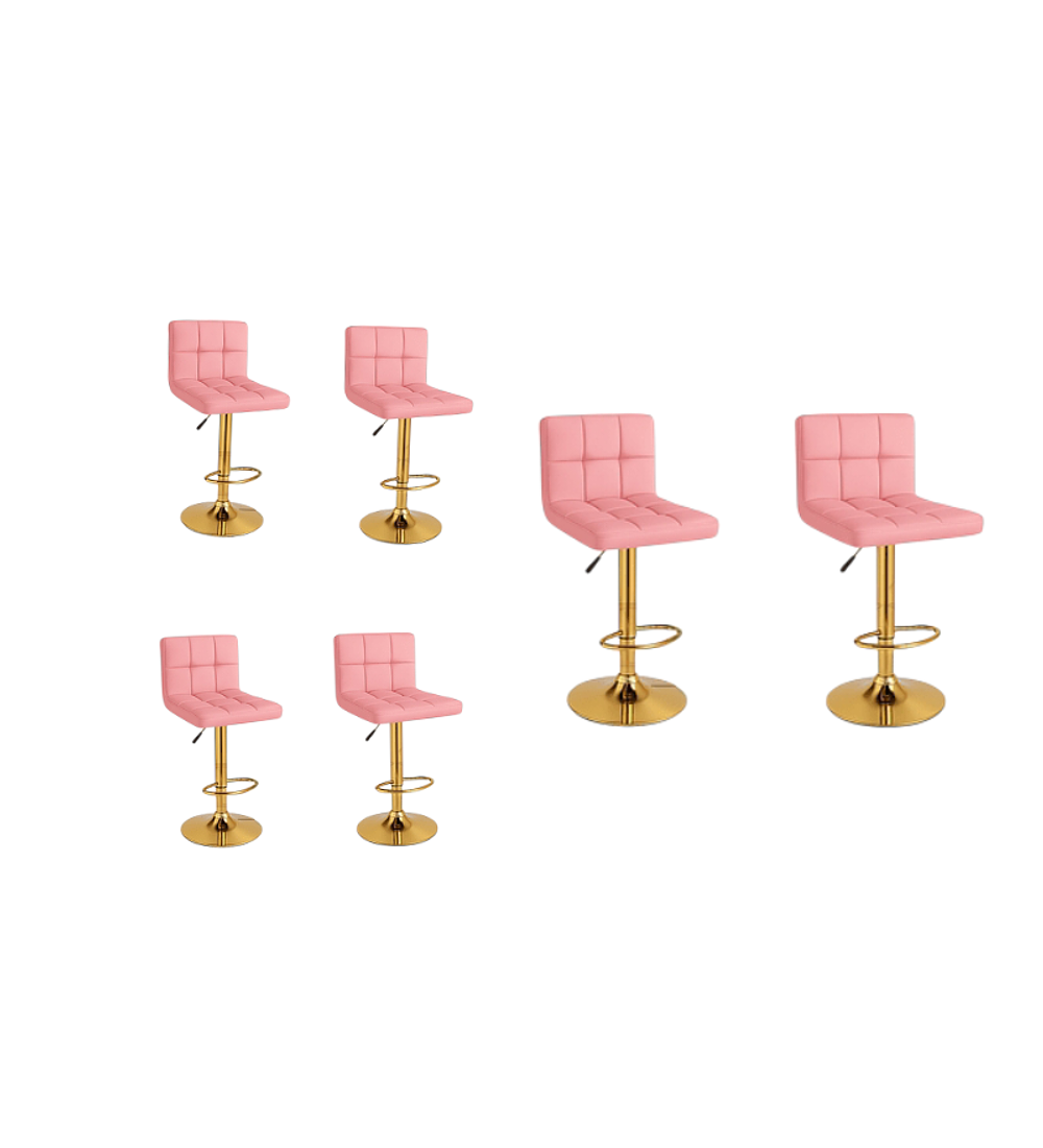 TABURETE CUADRICULADO FELPA BASE DORADA 