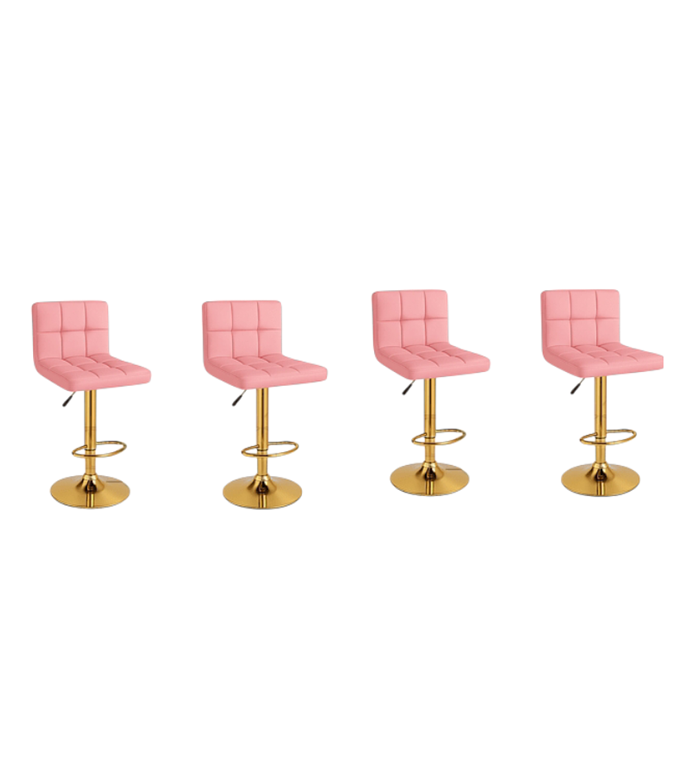 TABURETE CUADRICULADO FELPA BASE DORADA 