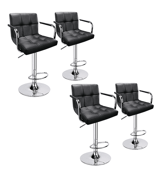 TABURETE PISO CON APOYA BRAZO - PACK DE 4 NEGRO