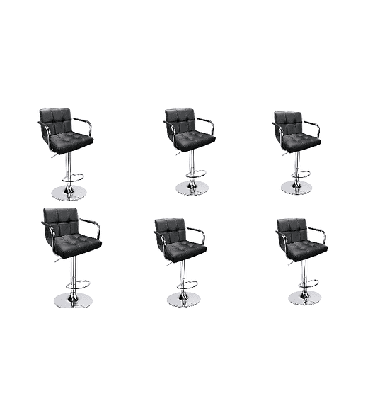 TABURETE PISO CON APOYA BRAZO - PACK DE 6 NEGRO