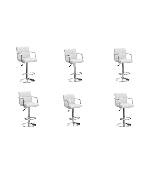 TABURETE PISO CON APOYA BRAZO - PACK DE 6 BLANCO
