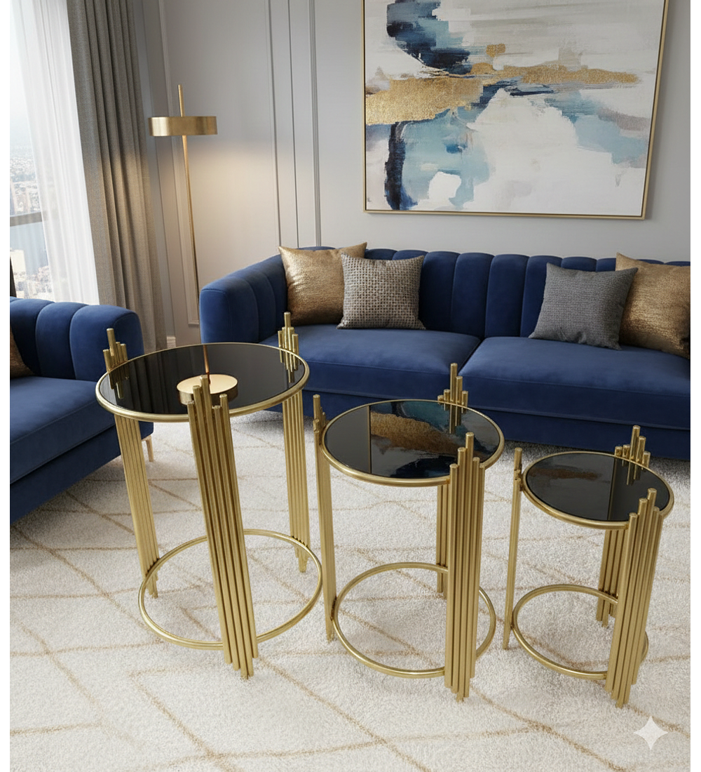 MESA LATERAL GOLD CON CUBIERTA NEGRA