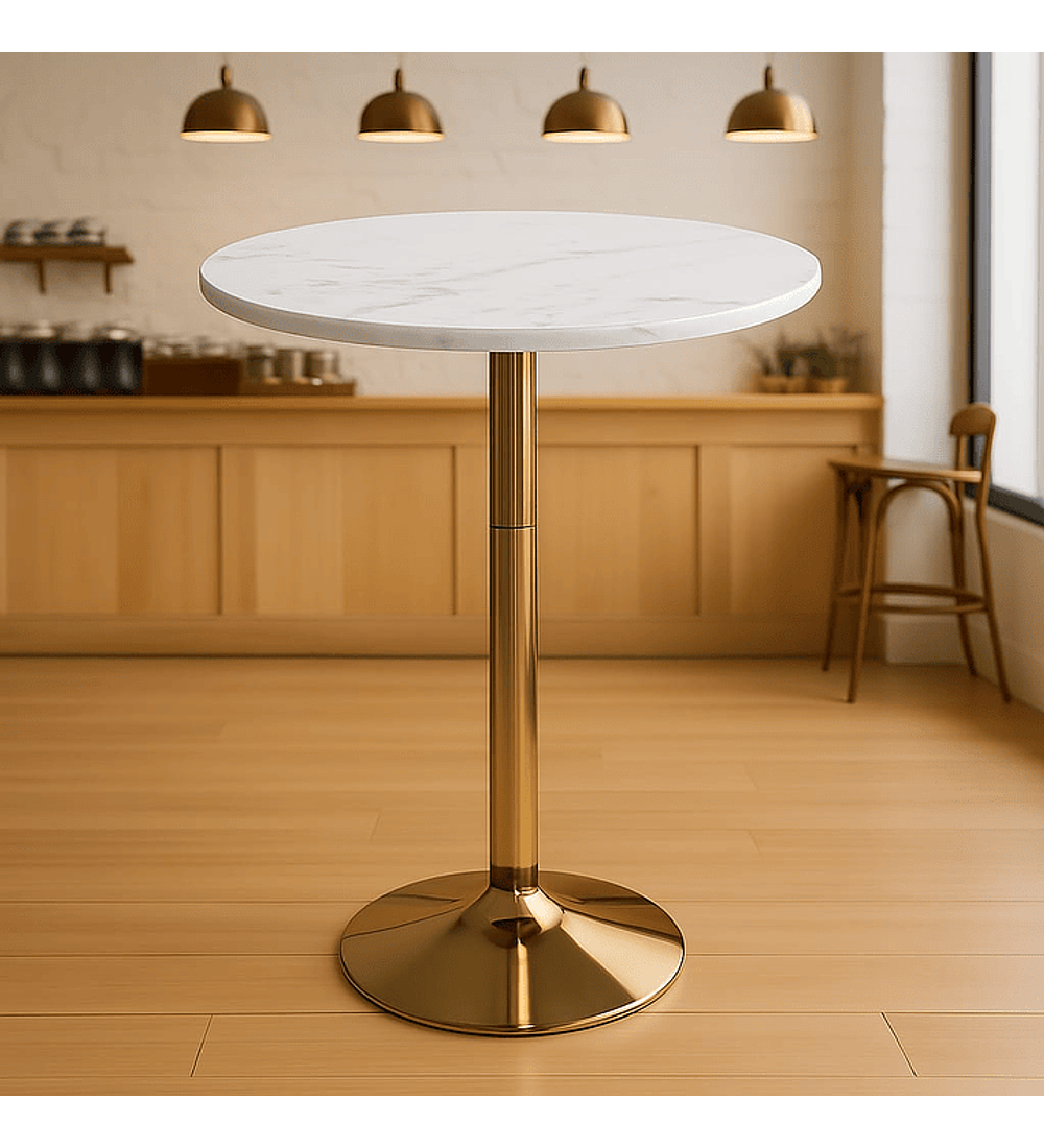 MESA DE ALTURA CON EFECTO MARMOL BLANCO 
