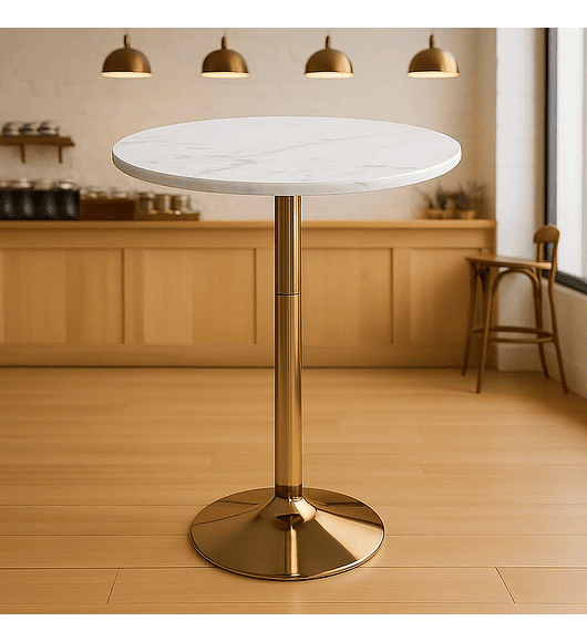 MESA DE ALTURA CON EFECTO MARMOL BLANCO 