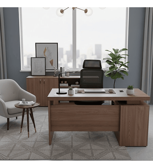 ESCRITORIO CON GAVETAS CAFE