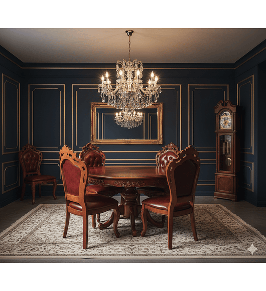 COMEDOR CIRCULAR ROBLE AMERICANO 4 SILLAS WASHINGTON