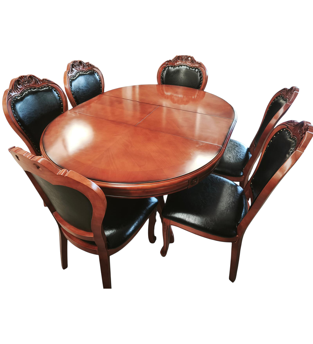 COMEDOR OVALADO  ROBLE AMERICANO 6 SILLAS PORTLAND