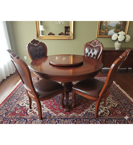 COMEDOR CIRCULAR ROBLE AMERICANO 4 SILLAS ALBERTA