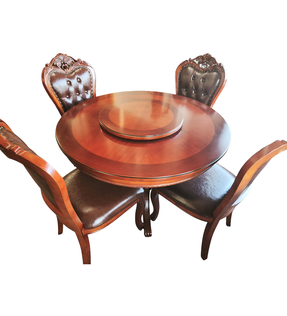 COMEDOR CIRCULAR ROBLE AMERICANO 4 SILLAS ALBERTA