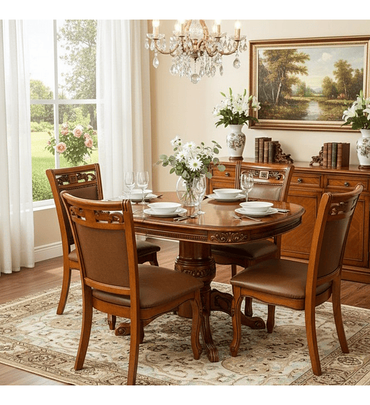 COMEDOR ROBLE AMERICANO 4 SILLAS GEORGIA