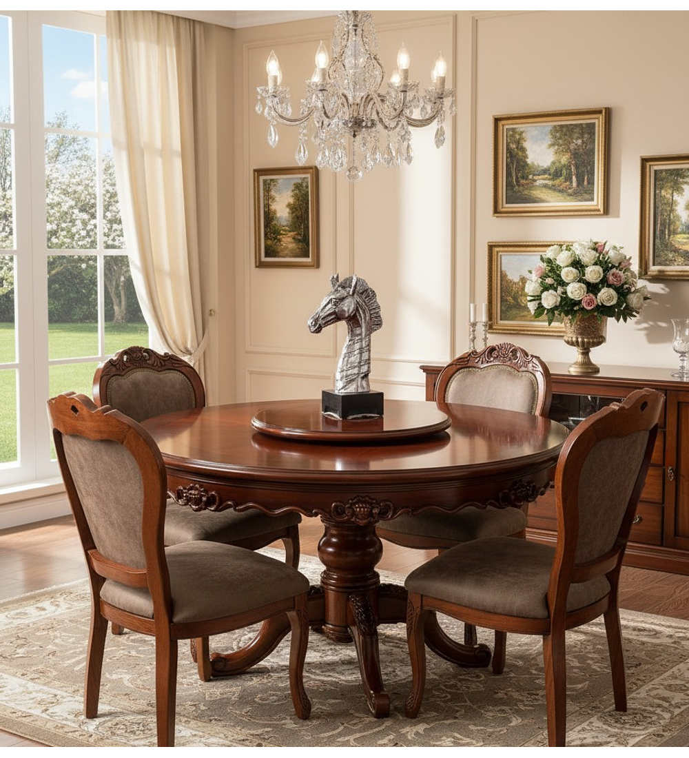 COMEDOR CIRCULAR ROBLE AMERICANO 4 SILLAS PROVIDENCE