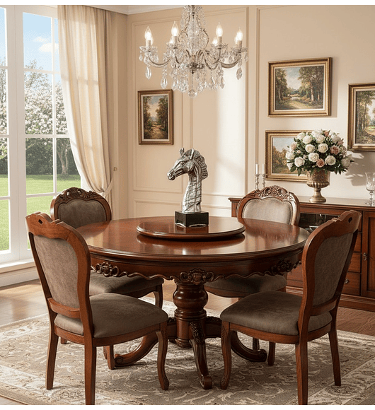 COMEDOR CIRCULAR ROBLE AMERICANO 4 SILLAS PROVIDENCE