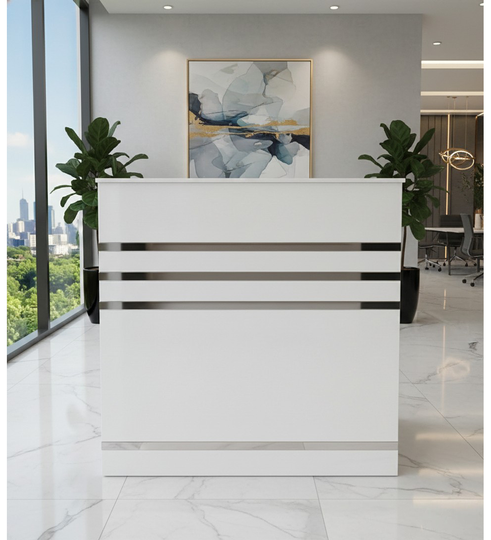 MUEBLE DE RECEPCION BLANCO AMPLIO