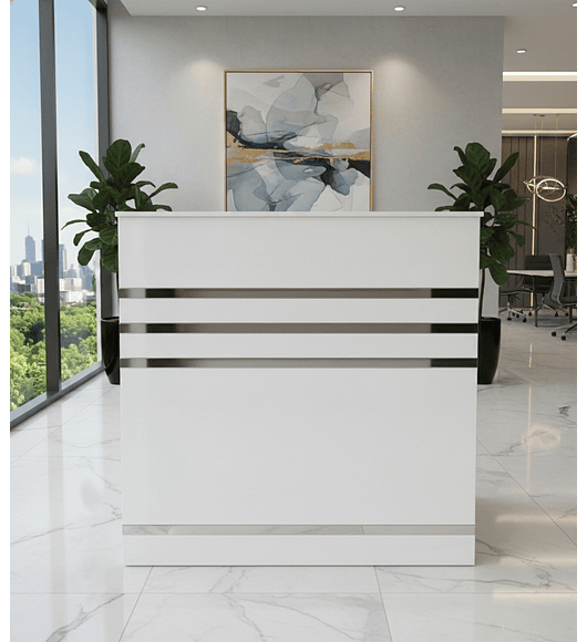 MUEBLE DE RECEPCION BLANCO AMPLIO