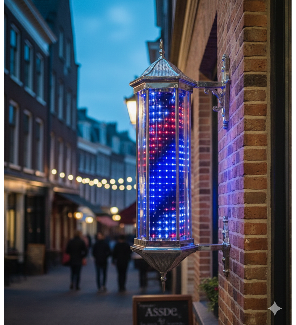 POSTE DE LUZ AZULADO PARA BARBERIA