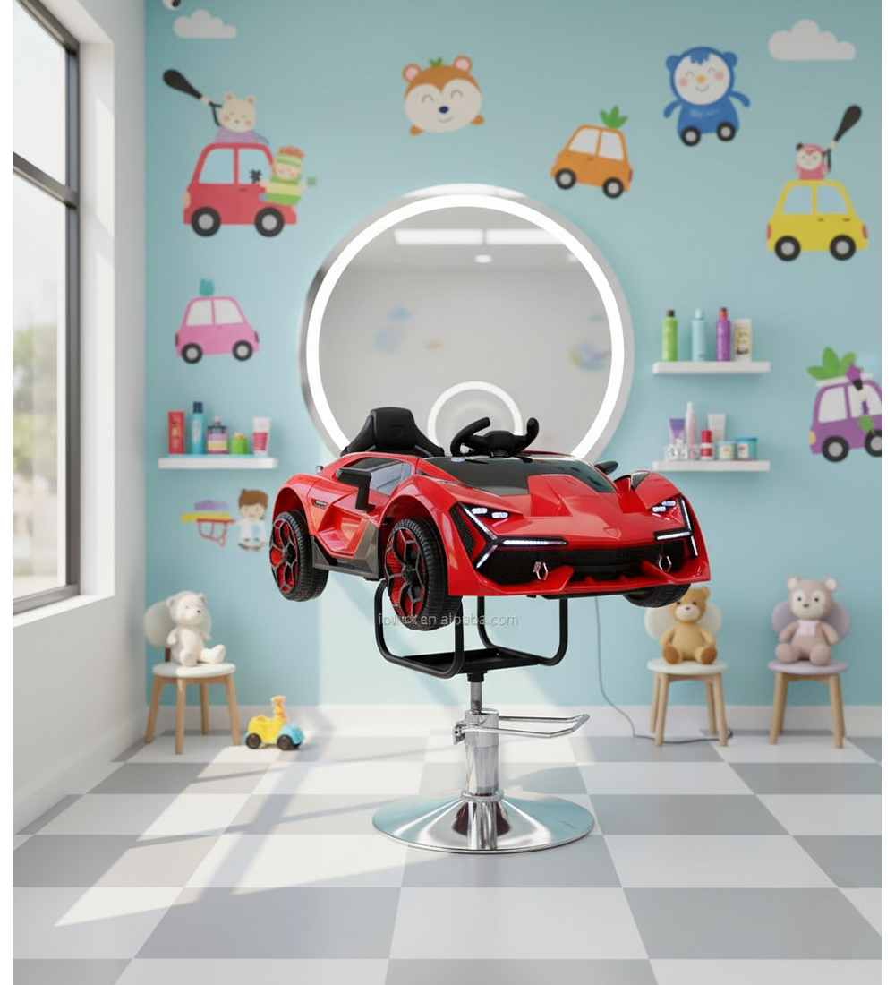 SILLA DE PELUQUERIA Y BARBERIA INFANTIL AUTO ROJO