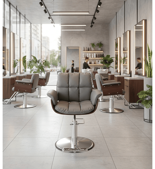 SILLA DE PELUQUERIA ECO CUERO GRIS