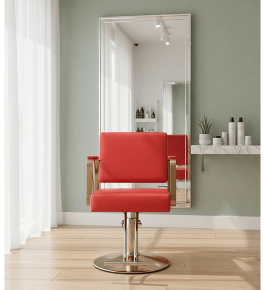 SILLA DE PELUQUERIA ECO CUERO ROJO