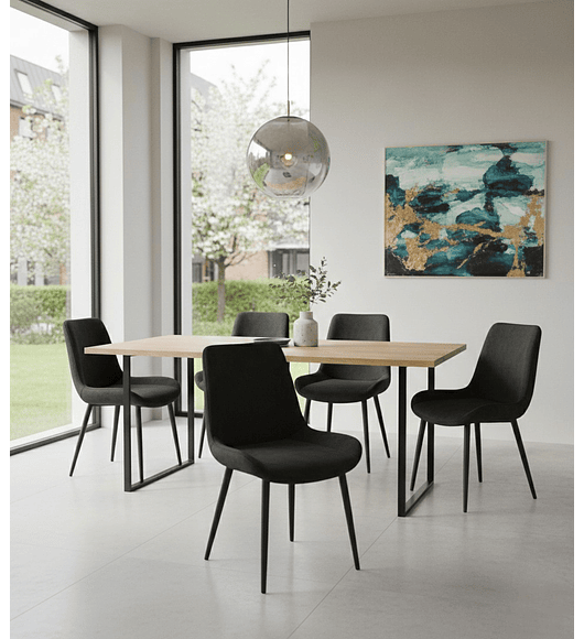 SILLA COMEDOR FELPA PATAS NEGRAS