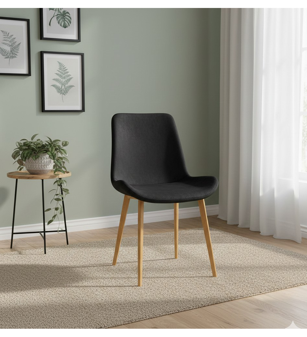 SILLA COMEDOR FELPA CON PATAS DORADAS 