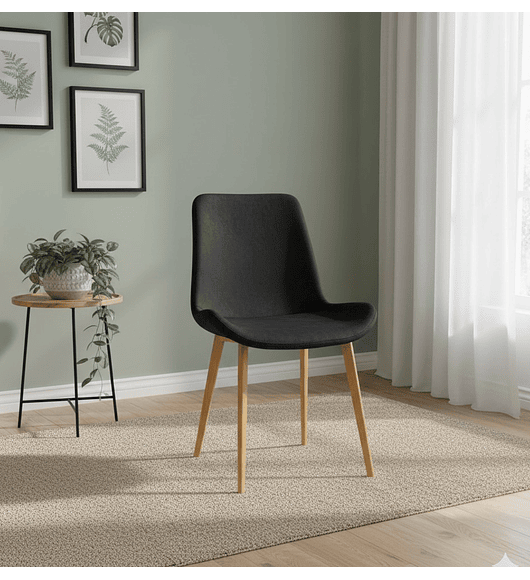 SILLA COMEDOR FELPA CON PATAS DORADAS 