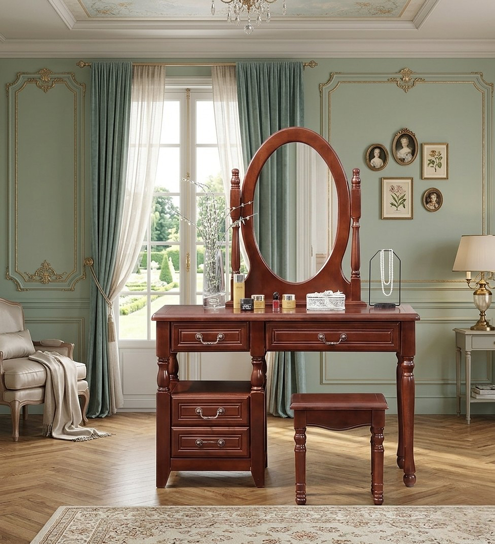 TOCADOR DE CAOBA CON ESPEJO INCORPORADO 