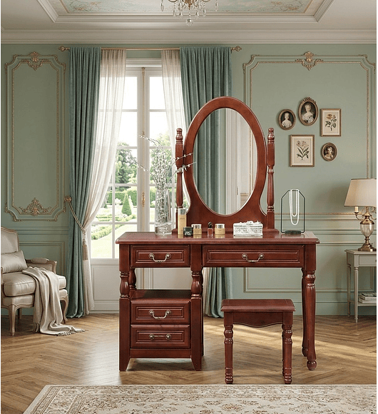 TOCADOR DE CAOBA CON ESPEJO INCORPORADO 