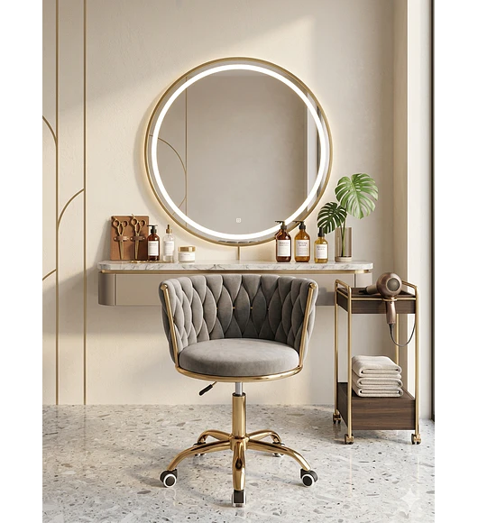 SILLA DE ESCRITORIO VELVET BASE DORADA - GRIS