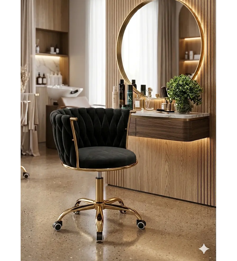 SILLA DE ESCRITORIO VELVET BASE DORADA