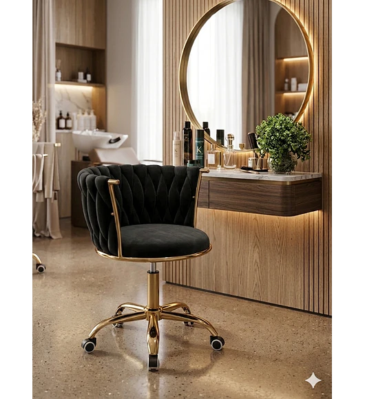 SILLA DE ESCRITORIO VELVET BASE DORADA - NEGRO