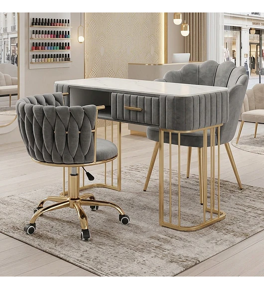 MESA DE MANICURE GOLD  - GRIS OSCURO