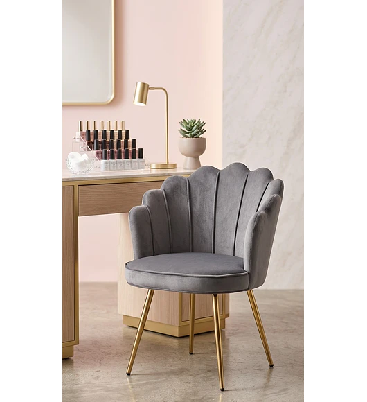 SITIAL MODERNO DE TERCIOPELO FLORAL - GRIS OSCURO