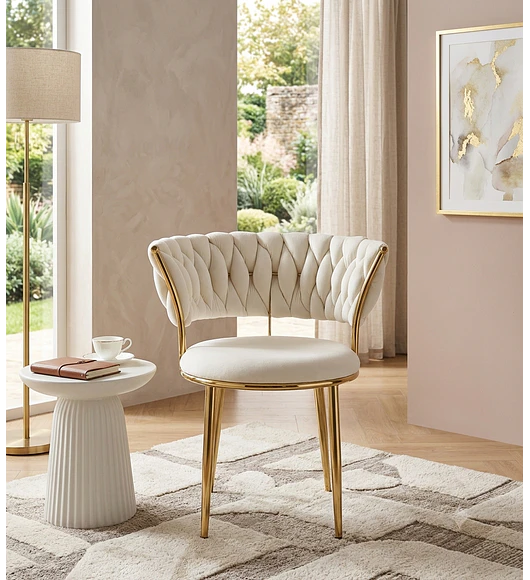 SILLA MODERNA GOLD - BEIGE