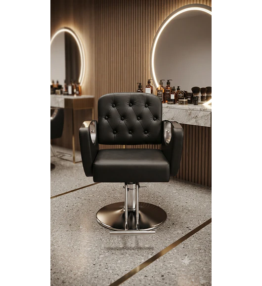 SILLA DE PELUQUERIA PREMIUM  - PLATEADO