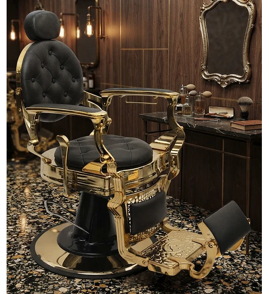 SILLON DE BARBERIA CON APOYA CABEZA GOLD