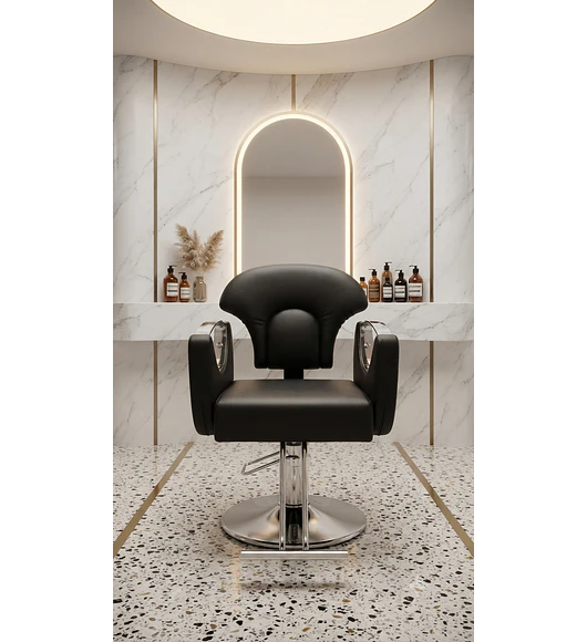 SILLA DE PELUQUERIA IMPERIO - PLATEADO