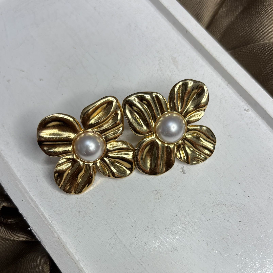 AROS FLOR PERLA DORADA 2 1