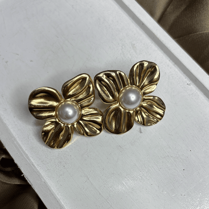 AROS FLOR PERLA DORADA 2 1